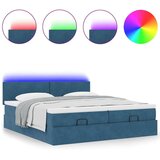 vidaXL Otomanski posteljni okvir z vzmetnicami moder 160x200 cm žamet, (21608716) | Shoptok.si