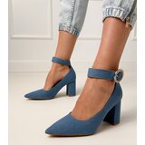 D/CEO Denim block heel pumps with buckle and rhinestones Vellus | Shoptok.si
