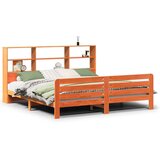  Posteljni okvir brez vzmetnice vošč. rjav 200x200 cm borovina, (21608182) | Shoptok.si
