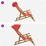  Ležaljka 3 Pozicija Čvrsto drvo eukaliptusa Crvena | shoptok.hr
