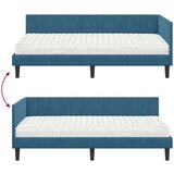 vidaXL Kotna postelja z vzmetnico z vzglavjem Modra 90 x 190 cm Žamet | Shoptok.si