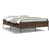  Okvir za krevet smeđi hrast 120x190cm konstruirano drvo i metal