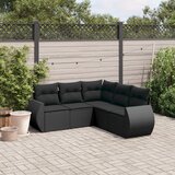 vidaXL 5-dijelna vrtna garnitura od poliratana s jastucima crna | shoptok.hr