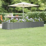 vidaXL visoka greda iz prašno premazanega jekla 296x80x36 cm siva Cene