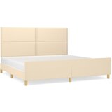 The Living Store Posteljni okvir z vzglavjem krem 200x200 cm blago - Posteljni Okvir Z Vzglavjem, (21524174) | Shoptok.si