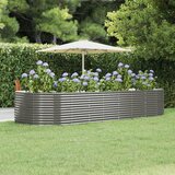 vidaXL Visoka greda siva 367x140x68 cm prašno premazano jeklo | Shoptok.si