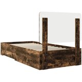  Krevetna konstrukcija s ladicama Dimljeni hrast 100 x 200 cm Smeđa 203 x 103 x 100 cm | Shoptok.si
