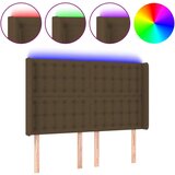 vidaXL LED posteljno vzglavje temno rjavo 147x16x118/128 cm blago, (20953219) Cene