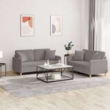  2-dijelni set sofa s jastucima smeđesivi od tkanine | shoptok.hr