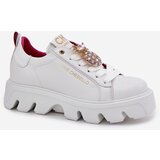 CheBello Leather Sneakers With Decorative Pineapple Brooch 4651 White | shoptok.hr