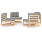 The Living Store Vrtna sedežna garnitura 4-delna z blazinami trdna borovina - Vrtna Sedežna Garnitura, (21460320) | Shoptok.si