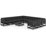 The Living Store Vrtna sedežna garnitura 12-delna z blazinami črna borovina - Vrtna Sedežna Garnitura, (21478586) | Shoptok.si