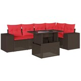 vidaXL 6-delni vrtni komplet sedežnih garnitur z blazinami rjav poli ratan, (5000334771) | Shoptok.si