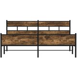 Metalni Kovinski posteljni okvir brez vzmetnice dimljen hrast 200x200cm, (21611493) | Shoptok.si