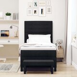  postelja s vzmetnico in klopjo črna 90x190 cm tkanina, (22083768) | Shoptok.si