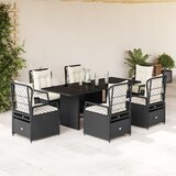 vidaXL 7-dijelni vrtni blagovaonski set s jastucima crni od poliratana | shoptok.hr