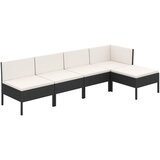  5-dijelna vrtna garnitura od poliratana s jastucima crna | shoptok.hr