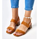  Golden block heel sandals Yakota | Shoptok.si