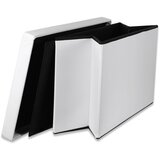  XXL sklopivi tabure s gumbima - 80x40x40cm bijela eko koža | shoptok.hr