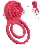 SuperLove Vibrating Cock Ring with Rose Clitoral Stimulator Pink Cijene