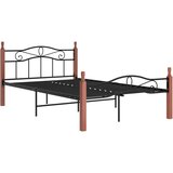 Furnova Posteljni okvir črna kovina in trdna hrastovina 120x200 cm, (21934917) | Shoptok.si
