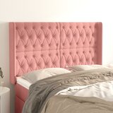  Uzglavlje s ušima ružičasto 163x16x118/128 cm baršunasto | shoptok.hr