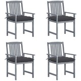 Maison Chic Vrtni stoli - Stol za vrt z blazinami 4 kosi sivi trden akacijev les JS2289, (21877063) | Shoptok.si