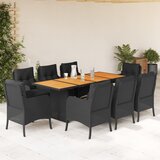  9-dijelni vrtni blagovaonski set s jastucima crni od poliratana | shoptok.hr