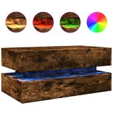 vidaXL Klubska mizica z LED lučkami dimljeni hrast 90x50x40 cm, (21048984) Cene
