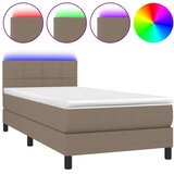 vidaXL Box spring postelja z vzmetnico LED taupe 80x200 cm blago | Shoptok.si