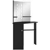 vidaXL Kutni toaletni stolić s LED svjetlom crni 111 x 54 x 141,5 cm | shoptok.hr