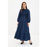 Trendyol Navy Blue Gipe Detailed Crew Neck Woven Dress | Shoptok.si