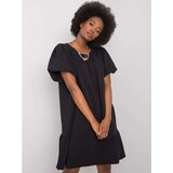 Fashion Hunters RUE PARIS Black dress with puff sleeves | shoptok.hr