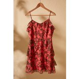 Trendyol Ženska haljina Mornarsko smeđa | krema | crveno crveno Cene