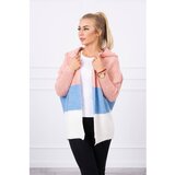 Kesi Three-color hooded sweater powder pink+azure+ecru | Shoptok.si