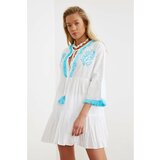 Trendyol Vual Beach Dress with White Bead Embroidery cene