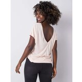 Fashion Hunters Light pink t-shirt with a neckline on the back Cene
