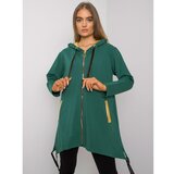 Fashion Hunters Dark green zip up hoodie with pockets Cene