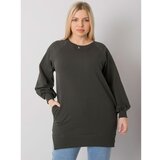 Fashion Hunters Dark khaki cotton sweatshirt for women plus size Cene