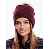 Fashion Hunters Cap with fur pompom burgundy | Shoptok.si