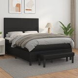  s oprugama i madracem crni 140 x 200 cm od umjetne kože | shoptok.hr