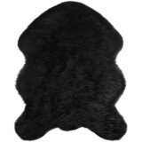 vidaXL Lažna Ovčja Preproga Črna 50 x 80 cm Poliester | Shoptok.si