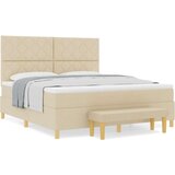 vidaXL Krevet s kutijom s madracem i klupom krem 180x200 cm tkanina | shoptok.hr