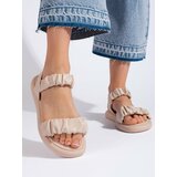Shelvt Beige comfortable slip-on sandals for women cene