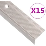 vidaXL Obroba za stopnice L-oblike 15 kos aluminij 90 cm barva penine