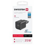 Swissten punjač za AC220, GaN, 35W, 1xUSB-C, 1xUSB-A, 1A, crni | shoptok.hr