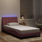  Posteljni okvir z LED lučkami roza 100x200 cm žamet | Shoptok.si