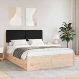 vidaXL Posteljni okvir z oblazinjenim vzglavjem Črna 140 x 200 cm | Shoptok.si