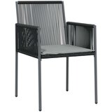 vidaXL Set 4 Črna, svetlo siva PE ratan, pena, blago 54 x 60.5 x 83.5 cm | Shoptok.si