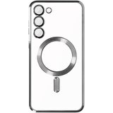 AVIZAR Ovitek MagSafe za Samsung S23, zašcita kamere, prozorna hrbtna stran s srebrnim obrisom, (20650212) | Shoptok.si